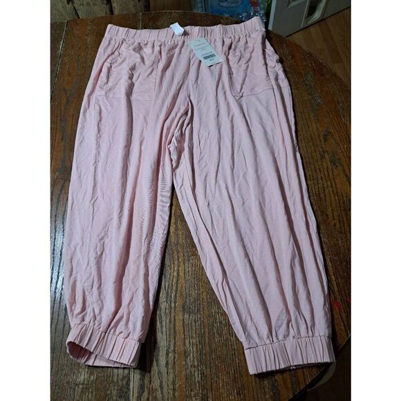 New 3X Fabletics Pink Dust Heather Tapered RestoreKnit Lounge Pants Loungewear - Picture 6 of 8